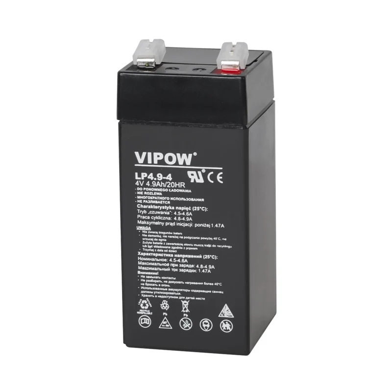 VIPOW Batería de Gel Recargable 4V 4.9Ah Sin Mantenimiento A Prueba de Fugas Motocicleta Scooter de Movilidad Fotovoltaica HQ