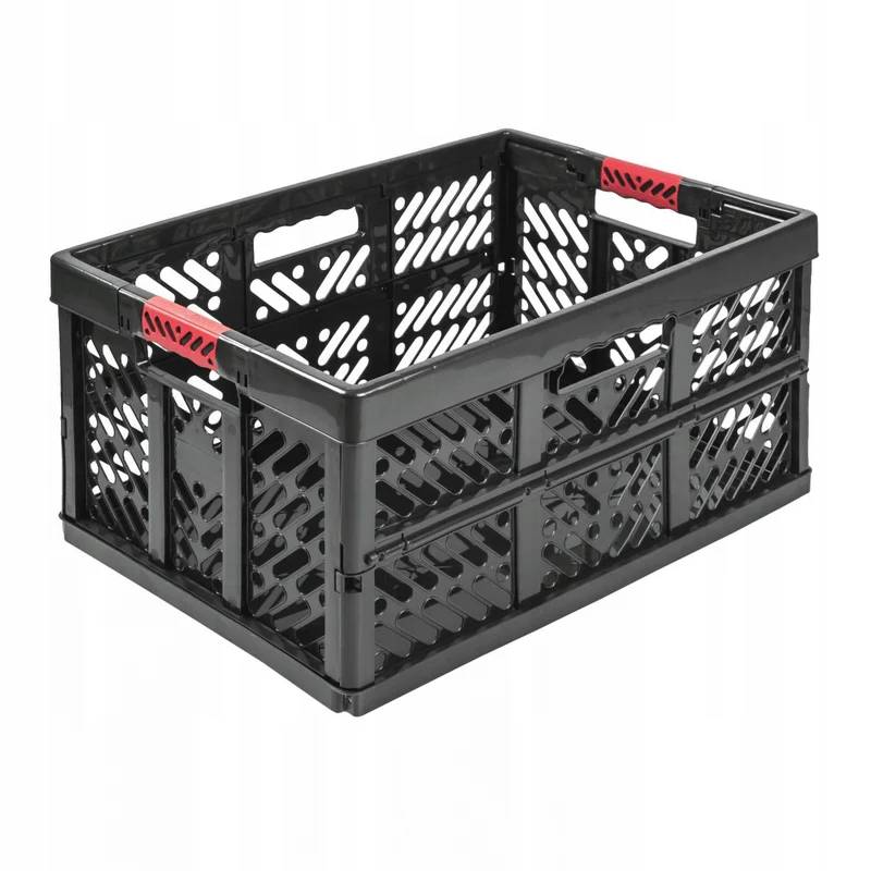 Cesta plegable de plástico Ben Keeeper, 45L, grafito, capacidad de carga hasta 50kg, asas de agarre suave, certificado GS y prueba TUV, apto para alimentos