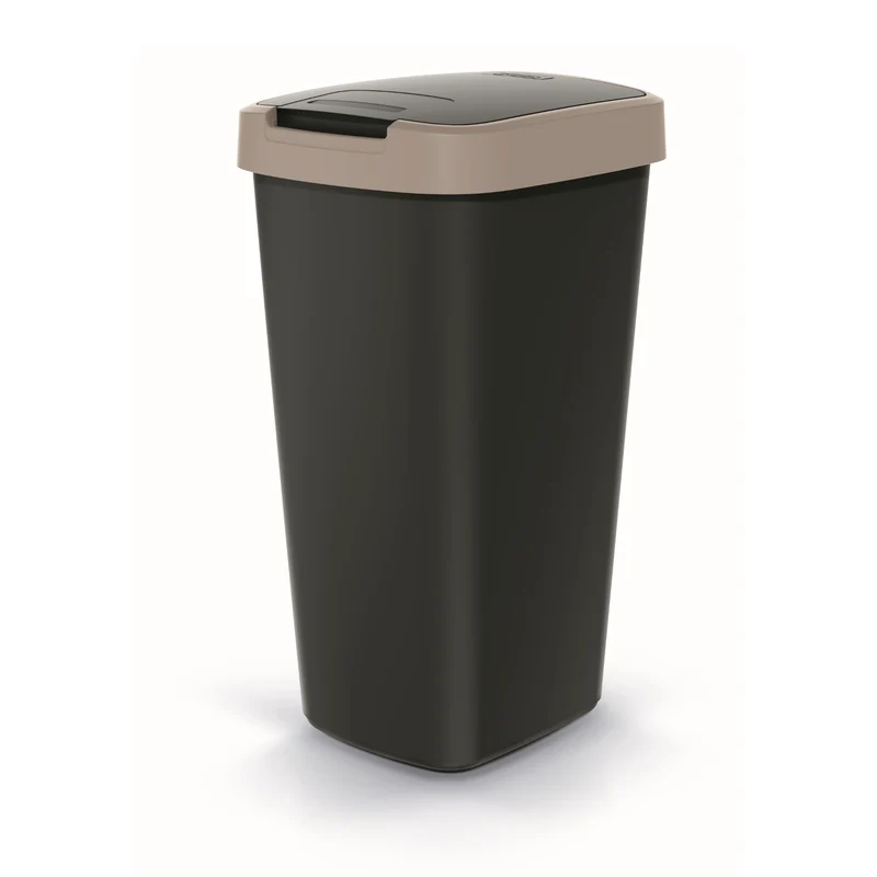 KEDEN COMPACTA Q Papelera de 25 litros NSAB25-WG5C - negra con marco marrón claro