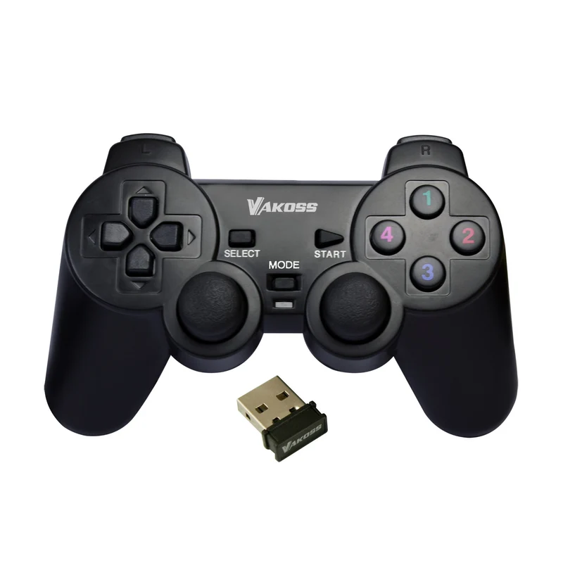Vakoss GP-4705BK Gamepad Inalámbrico, Mando de Juegos Universal para PC, PS3, Color Negro
