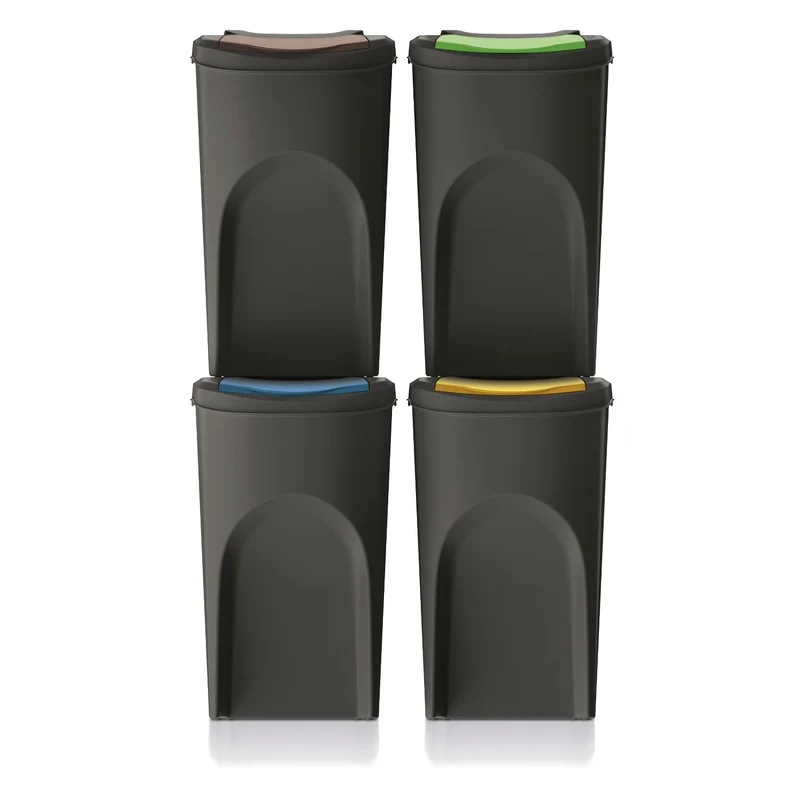 Contenedor de reciclaje Keden Sortibox 4x35L negro
