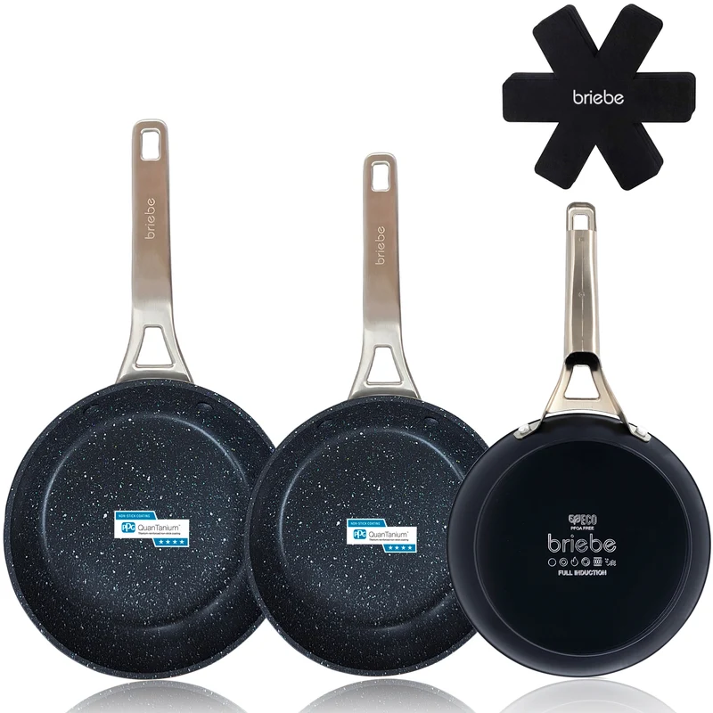 Juego de 3 Sartenes Antiadherentes Inducción Black Titanium Ø 20-24-28 cm