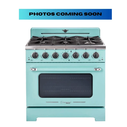 New Scratch and Dent Unique UGP-36CR T S&D 2 #0134 Classic Retro 36" Gas Range Convection Oven Ocean Mist Turquoise
