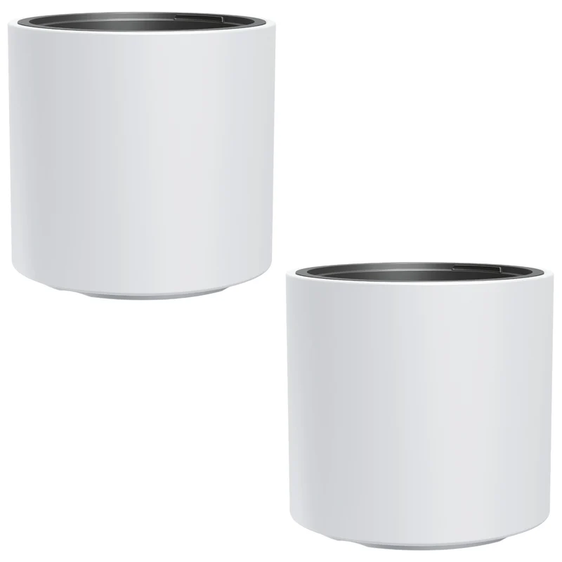 HEOS maceta a prueba de heladas, blanco, con inserto, capacidad 31L, mate, DBHER470, 2 piezas