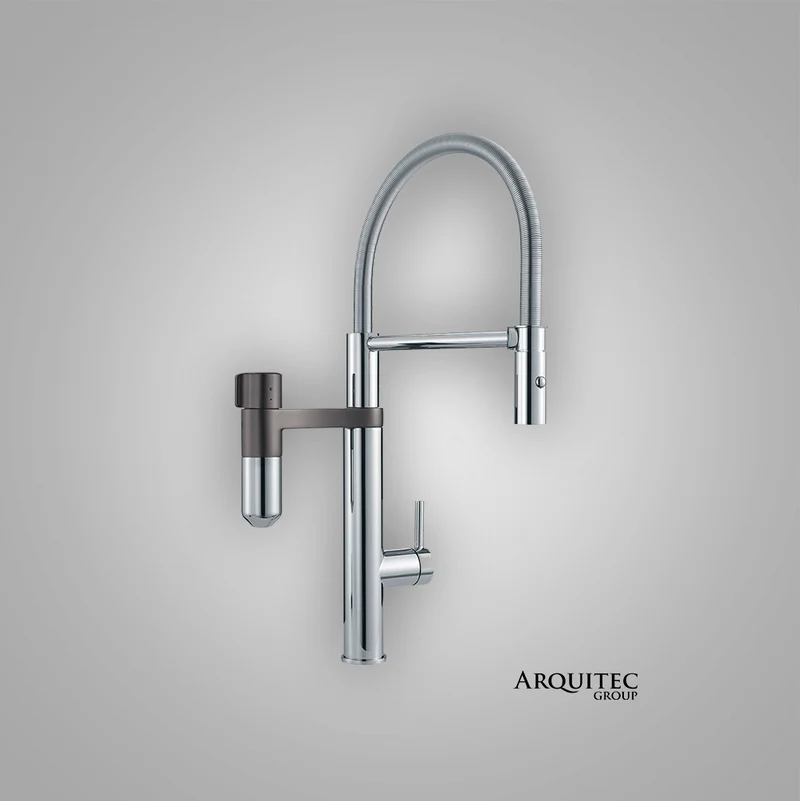 GRIFO EXTENSIBLE VITAL PRO MONOMANDO CROMO Y FILTRO CROMO/GUN METAL - FRANKE