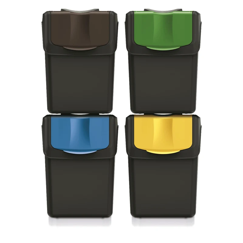 Keden SORTI BOX Juego de papeleras 4x20l Cubos de reciclaje - negro