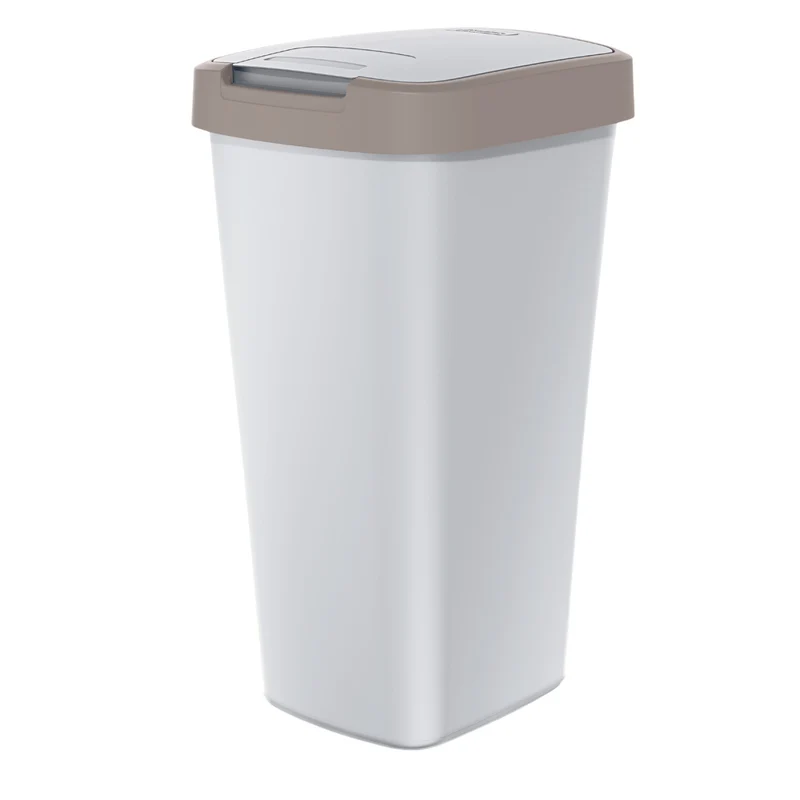 KEDEN COMPACTA Q Papelera con Marco Cubo de Basura (25 L, Ceniza/Marrón Claro)