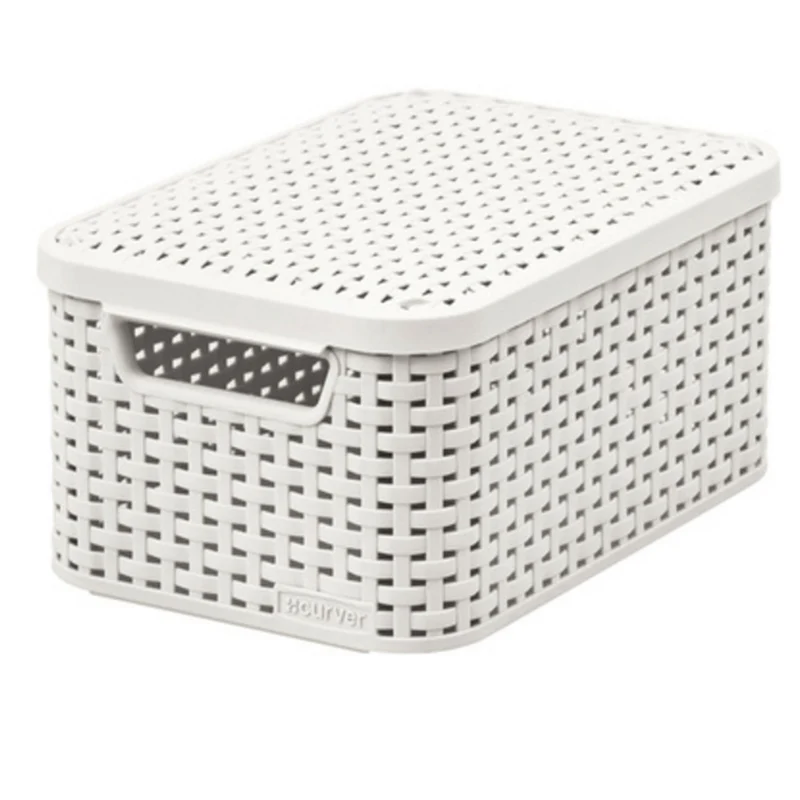 Cesta Curver, multiusos, con tapa, crema, Rattan Style M