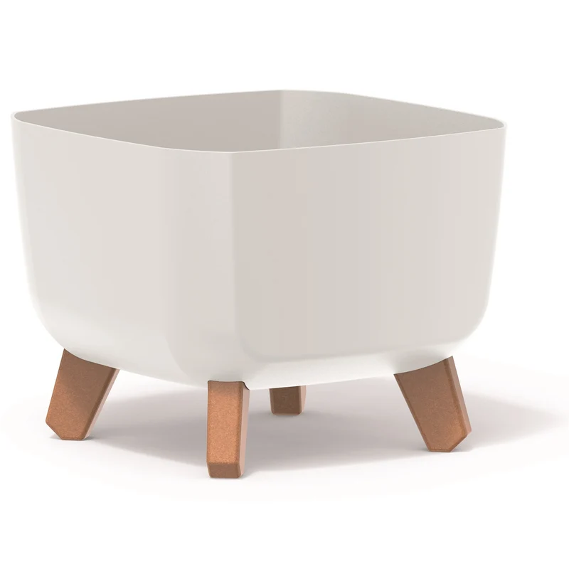 Prosperplast Gracia Macetero cuadrado con patas e inserto color blanco