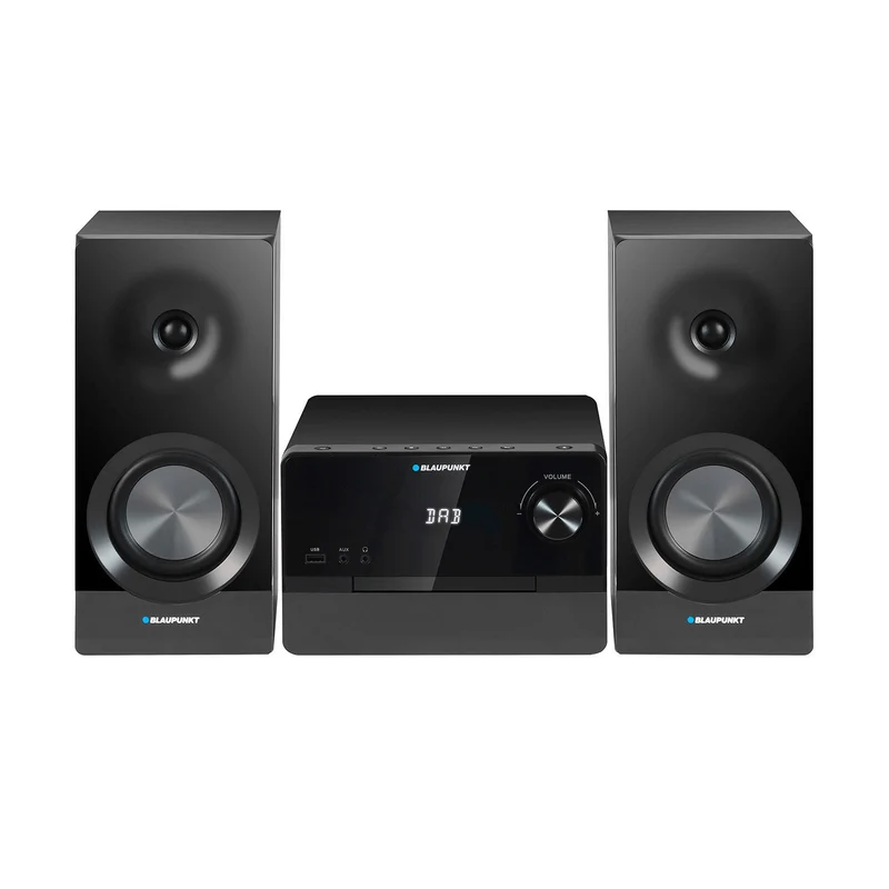 Microtorre Blaupunkt, potencia 100 W RMS, sintonizador DAB+, pantalla LED, radio FM, antena telescópica incluida, conector HDMI ARC, CD/MP3/USB/BT, reloj con función de alarma, MS49DAB