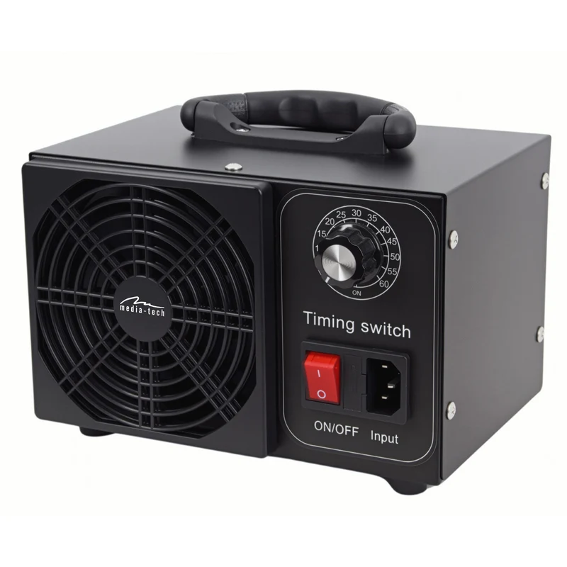 Generador de ozono profesional para la desinfección y purificación del aire, Mediatech, Emisión de ozono: 60 000 mg/h, temporizador, potencia: 140 W, carcasa metálica