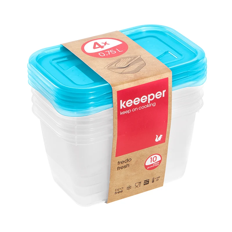Juego de 4 recipientes Keeeper Fredo Fresh de 0,75 l para alimentos