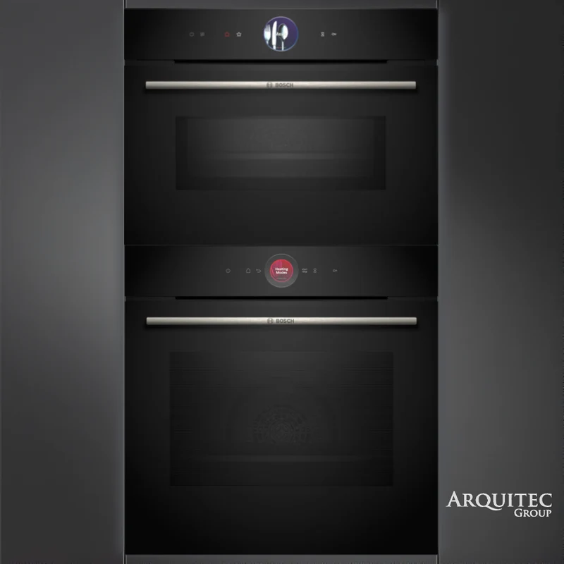 Torre de Hornos 60 cm Bosch | Serie 8 Black - Horno Eléctrico HBG724AB1 + Horno Combi Microondas CMG7761B1