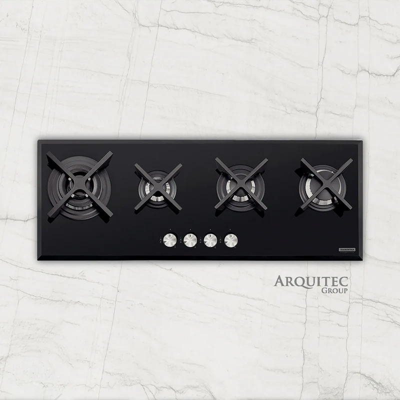 Placa de cocción a Gas Slim Glass Flat 4GGB100 de 100cm - 94732124 - TRAMONTINA