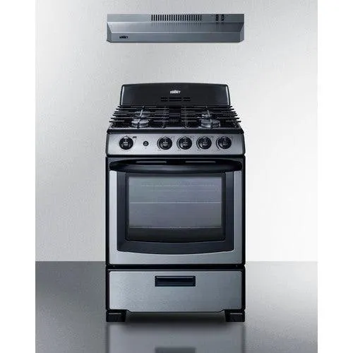 Summit 24" Wide Gas Range & Convertible Hood RGH24RSS