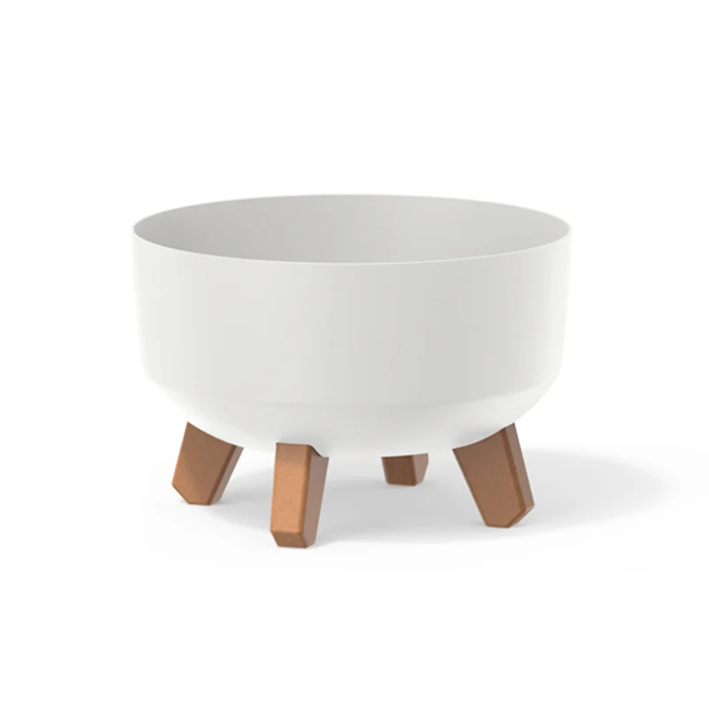 Prosperplast Gracia Maceta baja con patas desmontables incl. inserto para uso interior y exterior Jardinera redonda de plástico resistente a los rayos UV (235mm, Blanco) ...