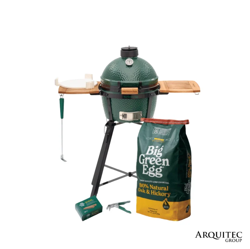Combo básico nido estándar + mesas laterales acacia Mini Max Big Green Egg