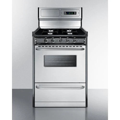 Summit 24" Wide Gas Range, Open Burners TNM6307BKW