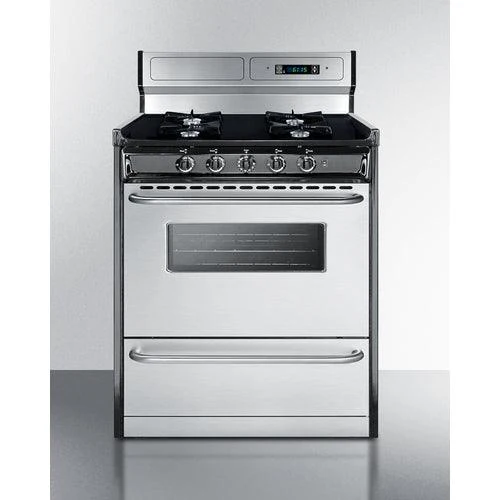 Summit 30" Wide Gas Range, Open Burners TNM2307BKW