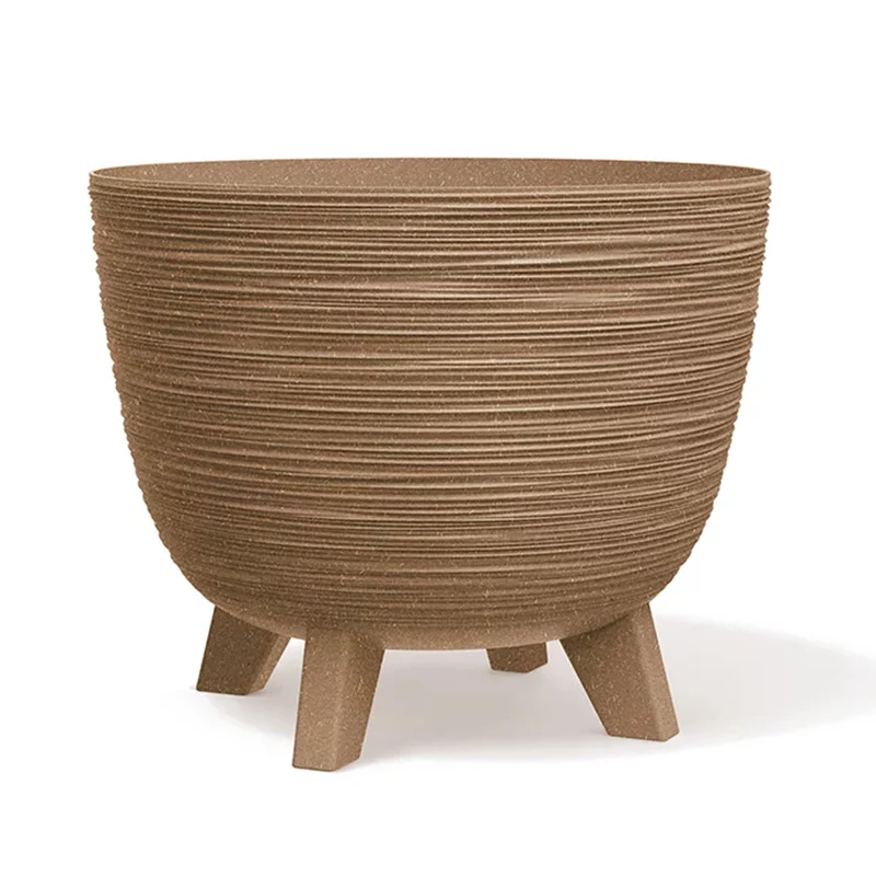 Prosperplast Furu ECO Wood Maceta de diámetro 236 mm con patas, DFUR240W-4665W