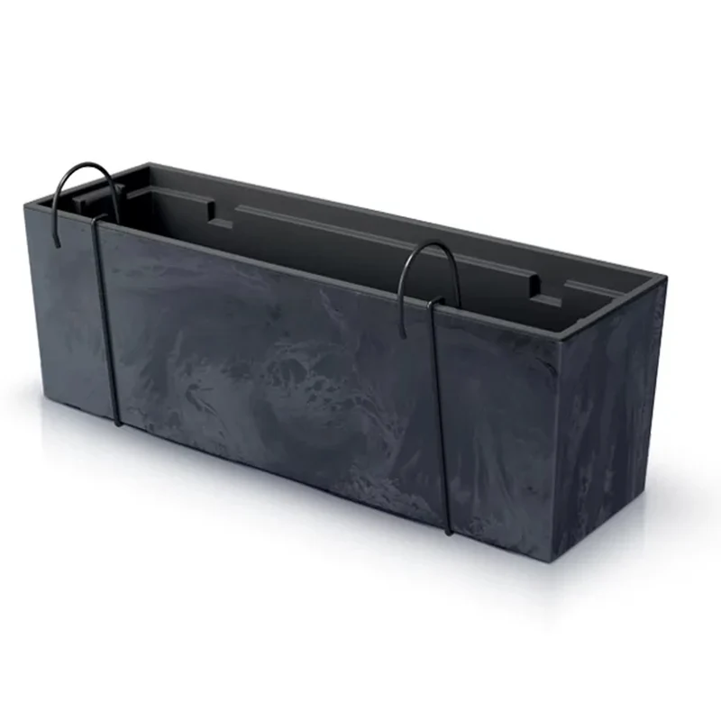 Urbi Case Caja de Balcón Efecto Hormigón con Jardinera Colgante Caja de Jardinera con Ganchos 580x180x195mm Antracita