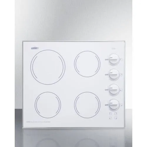Summit 24" Wide 230V 4-Burner Radiant Cooktop CR425WH