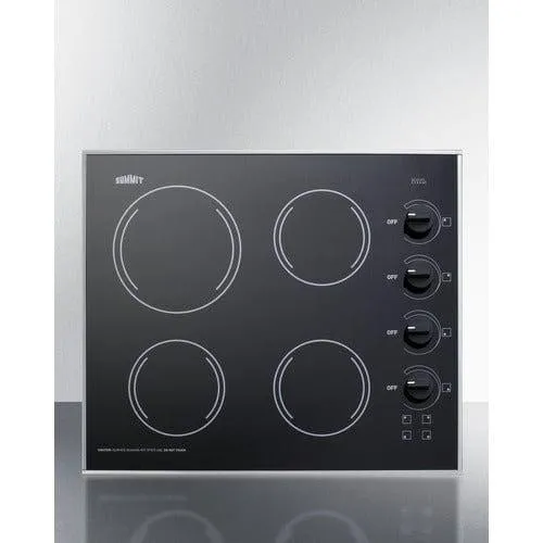 Summit 24" Wide 230V 4-Burner Radiant Cooktop CR425BL