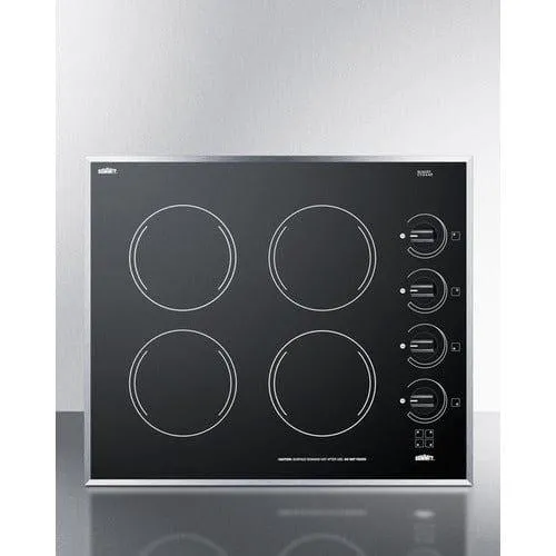 Summit 24" Wide 230V 4-Burner Radiant Cooktop CR424BL