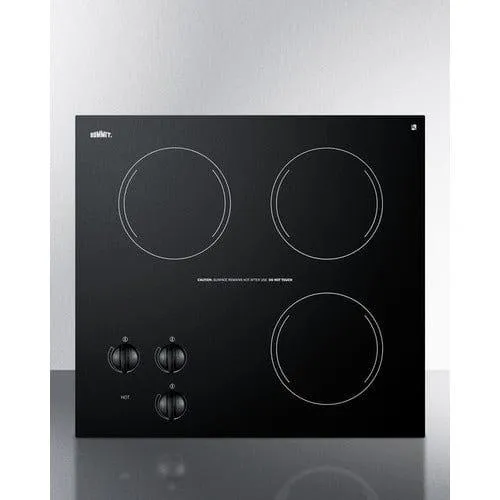 Summit 22" Wide 230V 3-Burner Radiant Cooktop CR3240
