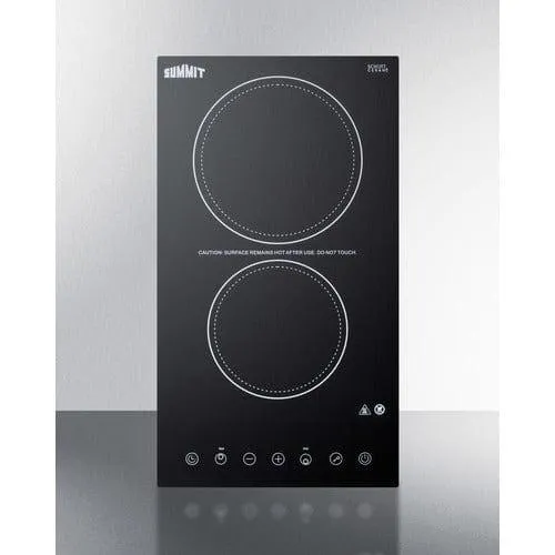 Summit 12" Wide 230V 2-Burner Radiant Cooktop CR2B23T3B