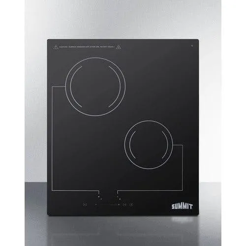 Summit 18" Wide 220V 2-Burner Radiant Cooktop CR2B228T