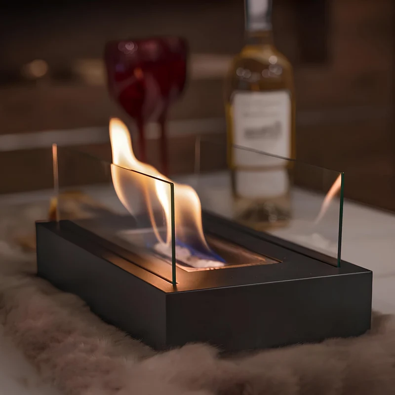 Radiant modern tabletop fireplace decoration