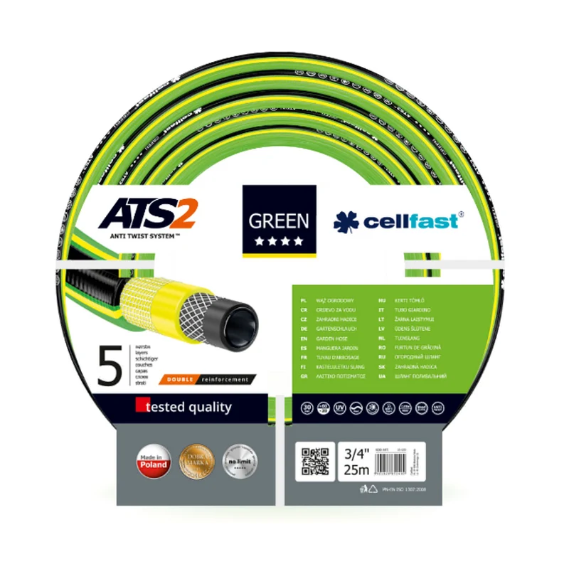 Cellfast Green ATS2 Manguera de jardín 3/4 "25m // 1/2" 50m 5 capas