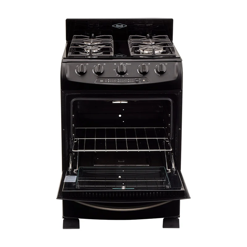 Estufa de Piso en Cristal Haceb de 60 cm Gas Natural, Negro