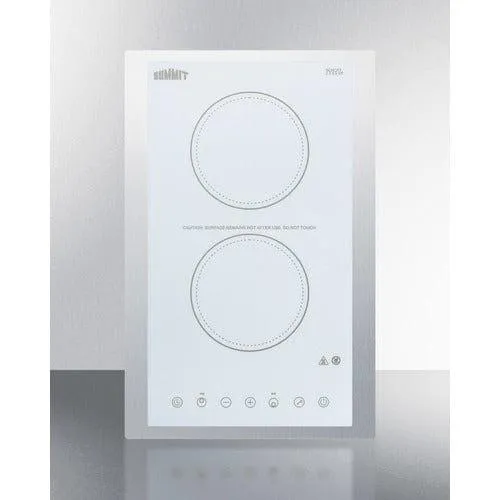 Summit 15" Wide 115V 2-Burner Radiant Cooktop CR2B15T2WTK15