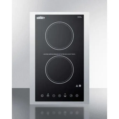 Summit 15" Wide 115V 2-Burner Radiant Cooktop CR2B15T1BTK15