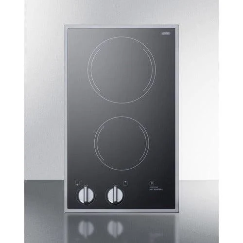 Summit 12" Wide 115V 2-Burner Radiant Cooktop CR2B12ST