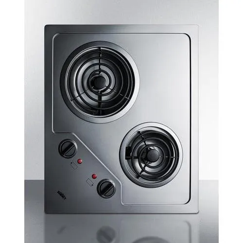Summit 21" Wide 115V 2-Burner Coil Cooktop CR2B122