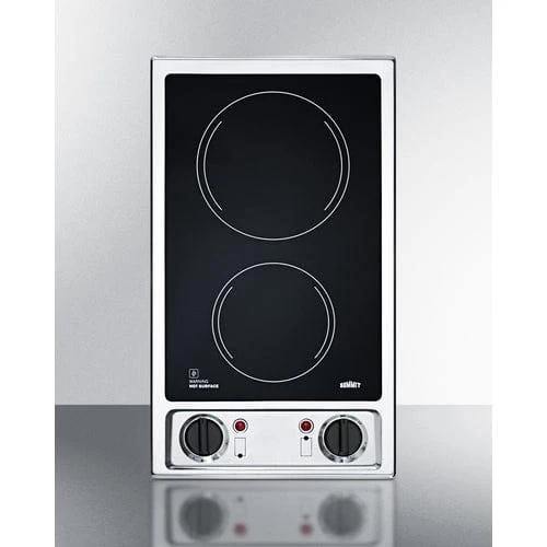Summit 12" Wide 115V 2-Burner Radiant Cooktop CR2B120