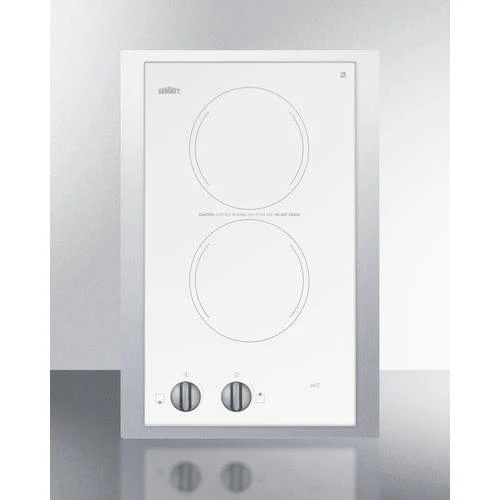 Summit 15" Wide 115V 2-Burner Radiant Cooktop CR2110WHTK15
