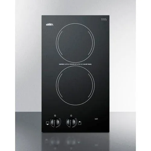 Summit 12" Wide 115V 2-Burner Radiant Cooktop CR2110B