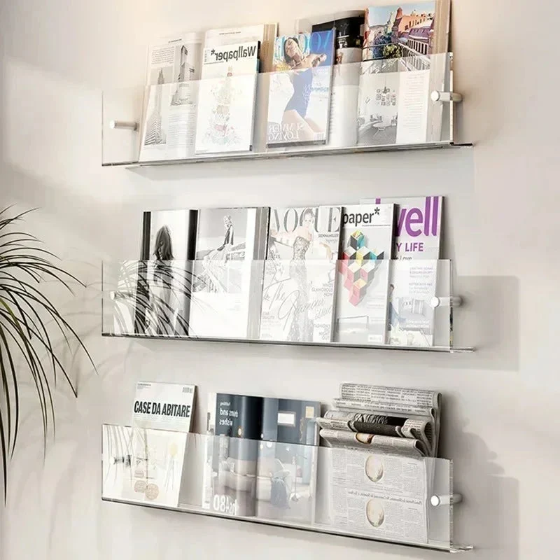 Compact wall display shelves for storing books and records