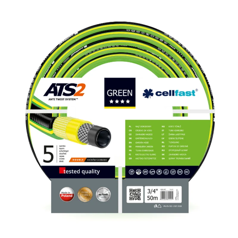 Cellfast Green ATS2 Manguera de jardín 3/4 "25m // 1/2" 50m 5 capas