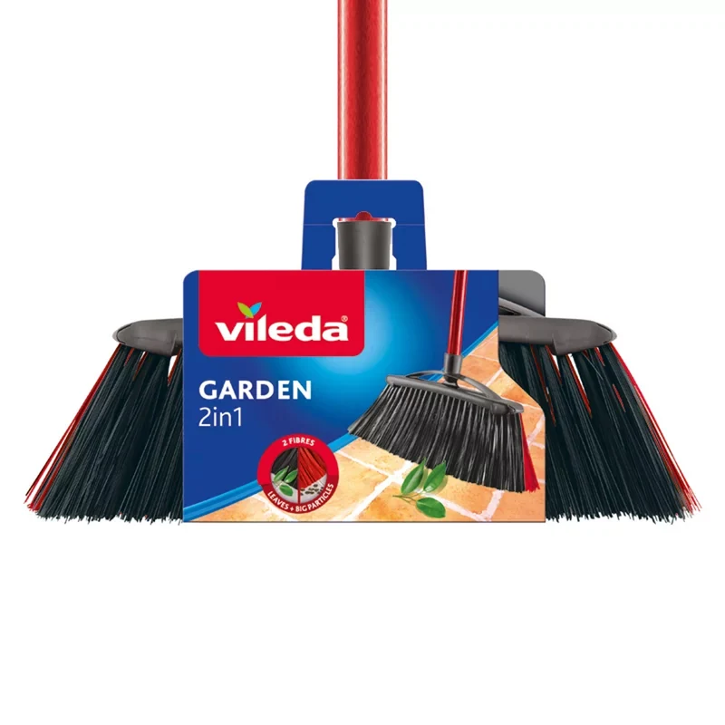 Vileda cepillo escoba exterior con barra Jardín 2en1
