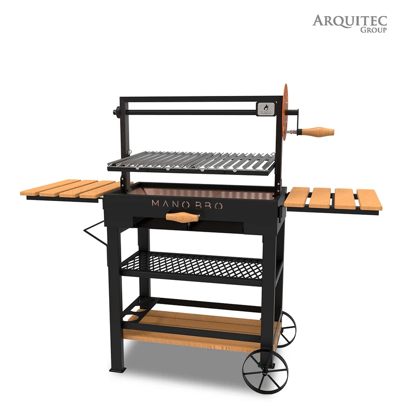 Asador Mano Parrillero MANO con laterales de trabajo a ambos lados- AH0034