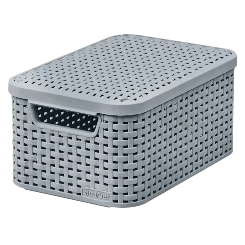 Cesta Curver Style S con tapa, Multiusos, 6 litros, Gris claro