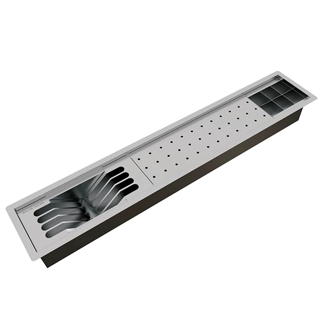 Escurridor Slim 3 módulos inserto mesón 85 x 16 cm - 4 platos / vasos / 6 cubierteros - Calha Úmida