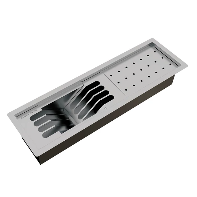 Escurridor Slim 2 modulos inserto mesón 53 x 16 cm - 4 platos / 6 vasos - Calha Úmida