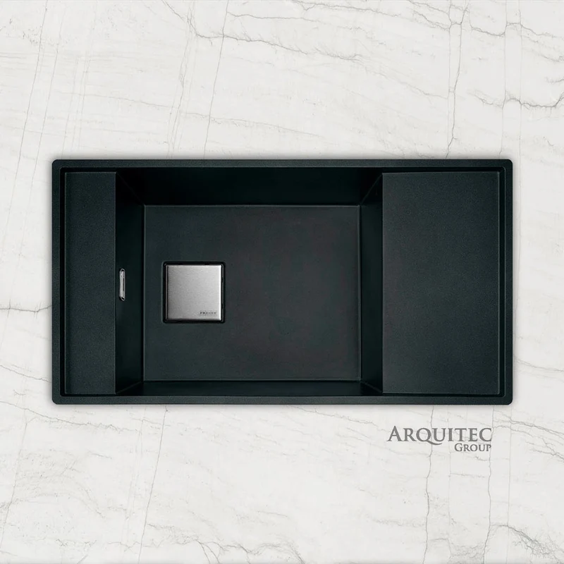Poceta 1 lavabo 86 x 46 empotrado / bajo encimera con escurridor derecho - fragranite - Black - Franke FSG 211-86 Fresno
