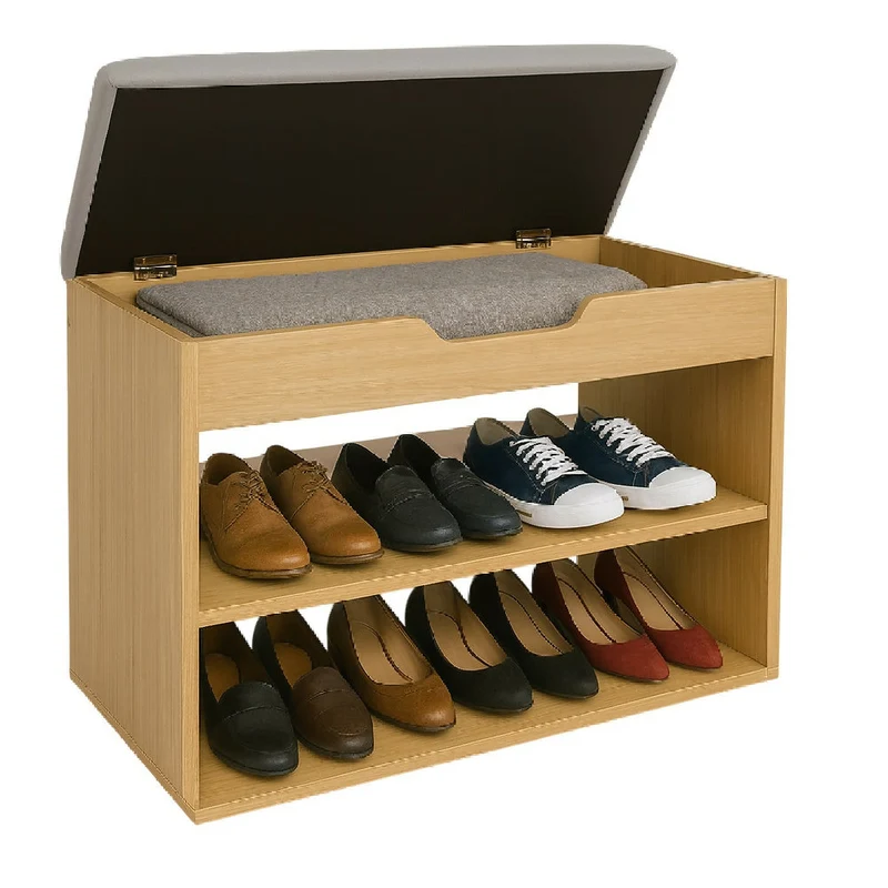 Mueble Organizador Zapatero-Baúl 43x60x30 Madera/Gris